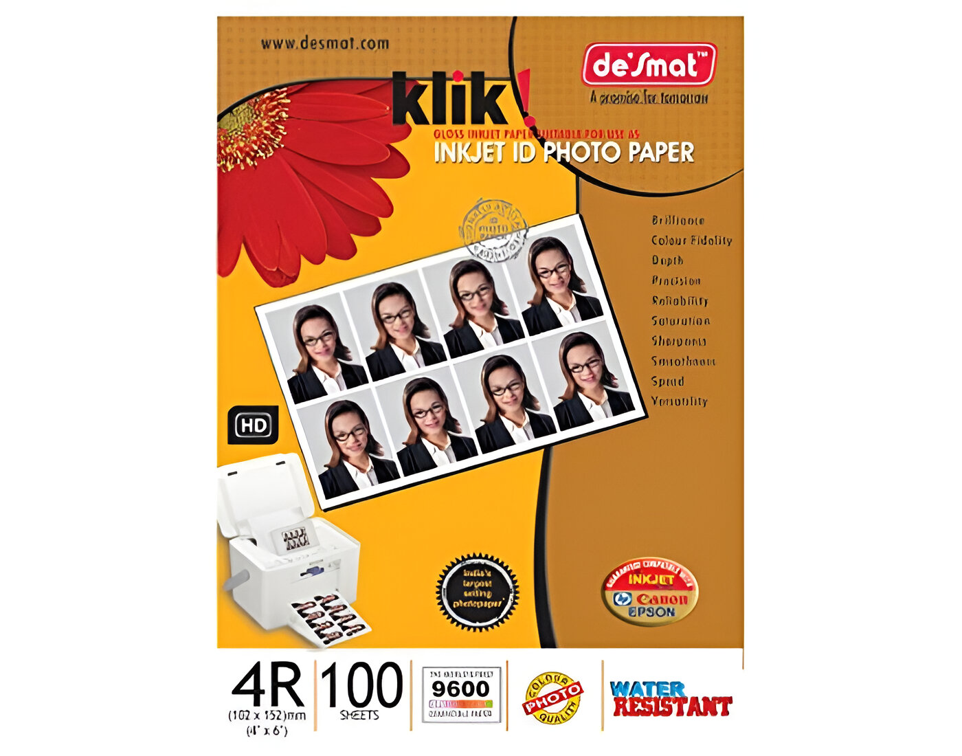 Desmat Glossy 4x6 Inch 180 Gsm Inkjet Photo Paper (100 Sheets)